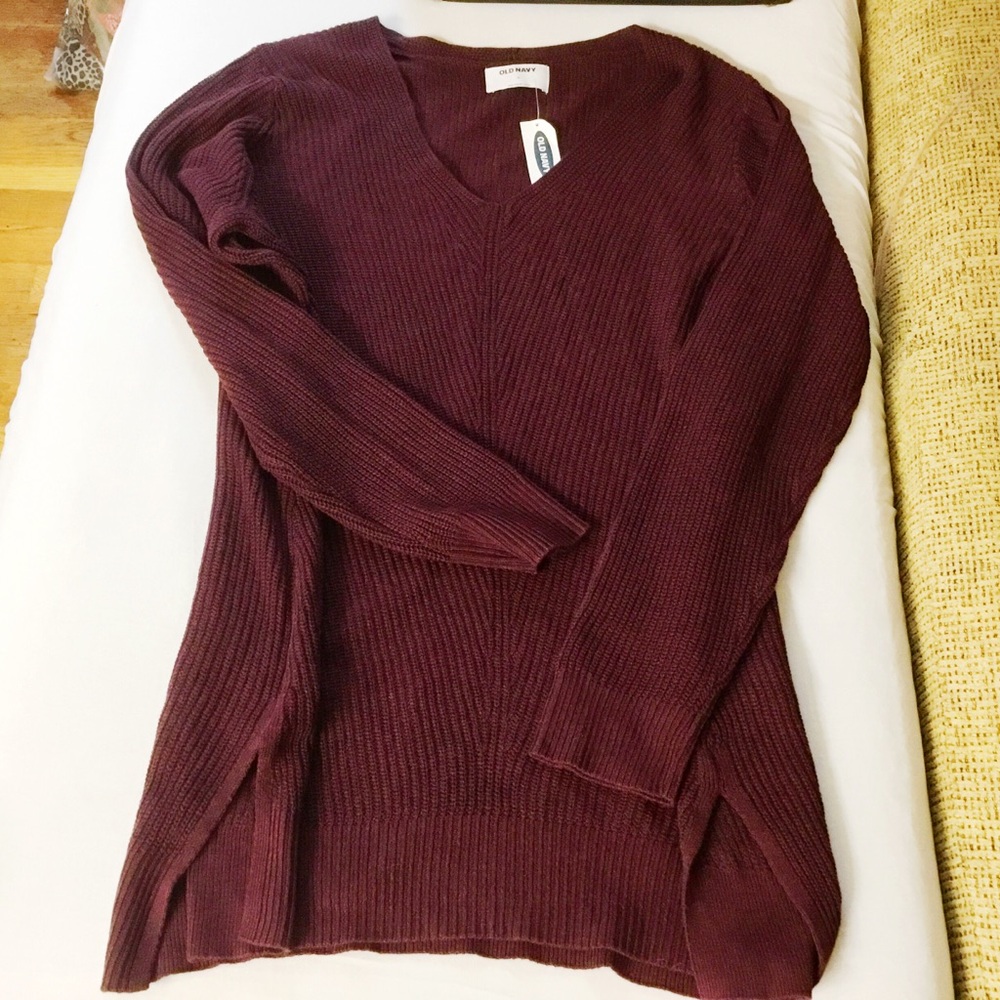 NWT Tunic V-neck Sweater - Sz XL - Wine Purple